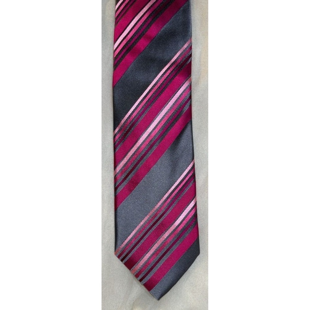 Alfani Mens Pink & Gray Striped Silk Necktie‎ 58x3"